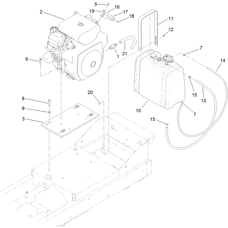 Engine and Fuel Tank Assembly