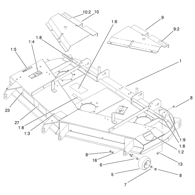 Deck Deflector and Roller Assembly