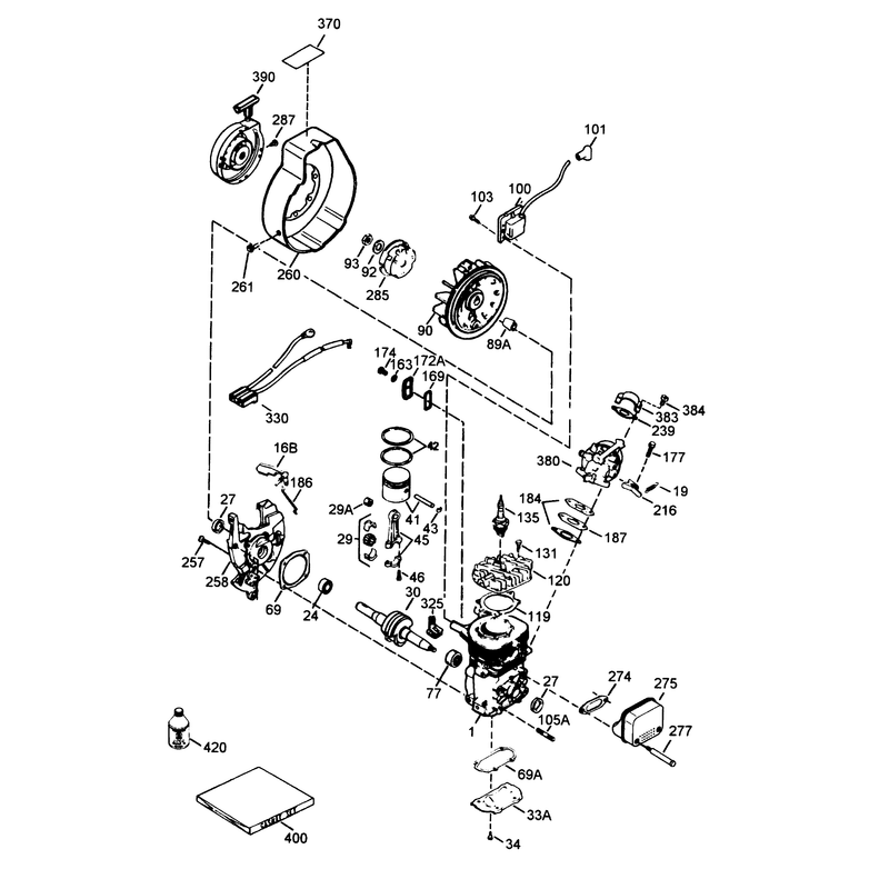 Engine Tecumseh Model No. Hsk600 Type 1671-S (model No. 38191 Only)