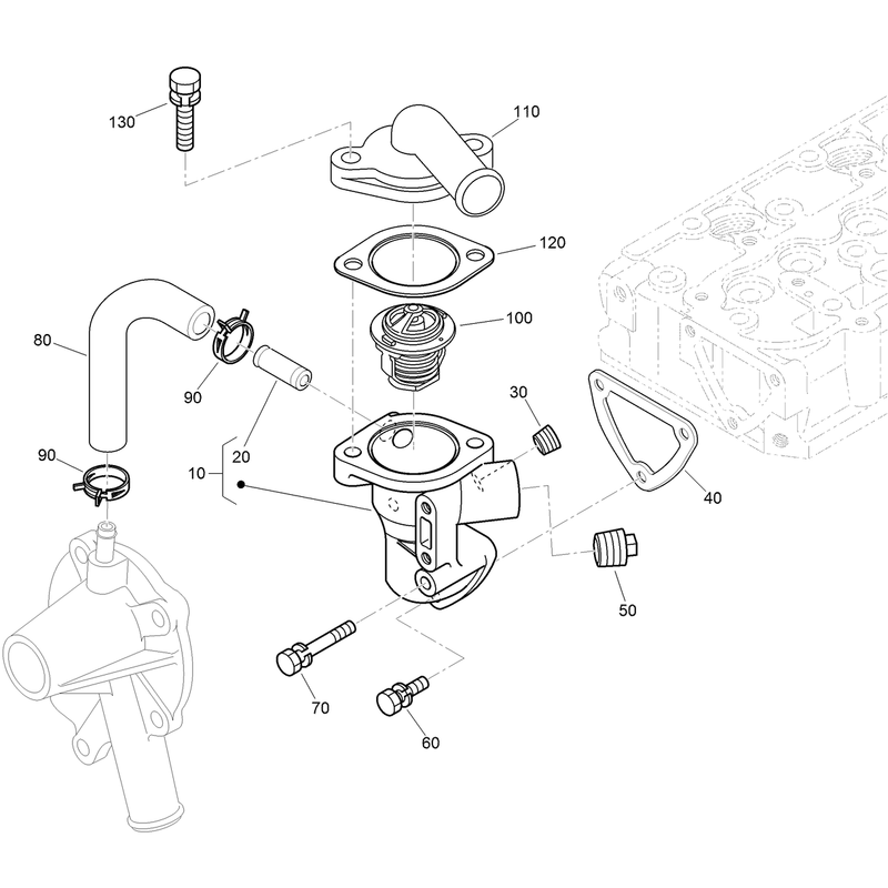 Water Flange and Thermostat Assembly