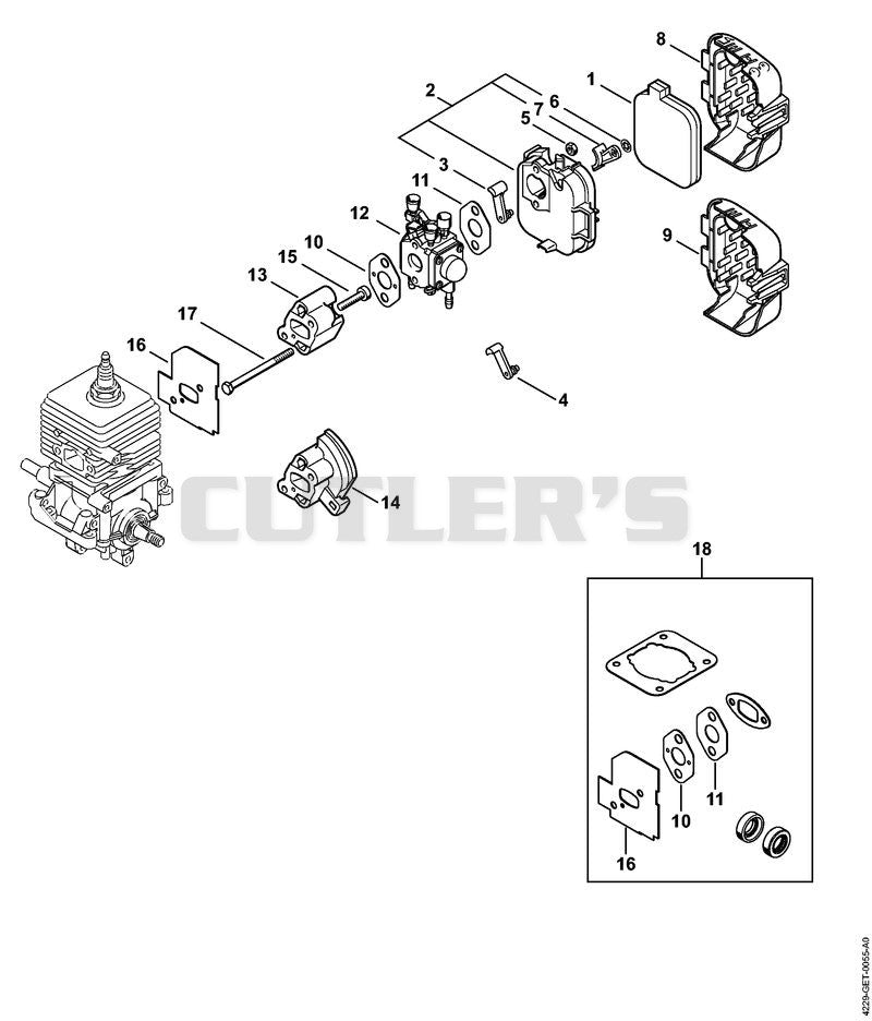 Carburetor, Air filter BG 46-Z