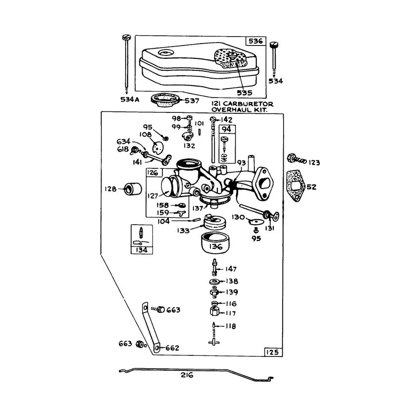 Model No. 390811 Carburetor Assembly (for Engine 190707-0626)