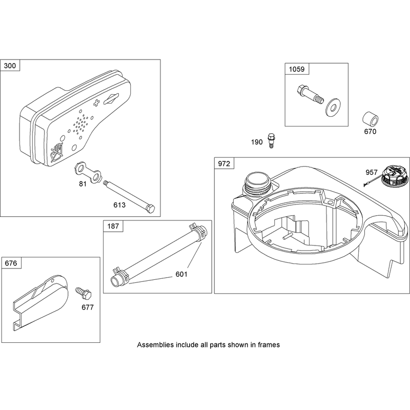 Muffler and Fuel Tank Assembly Briggs and Stratton 12H802-2037-B1