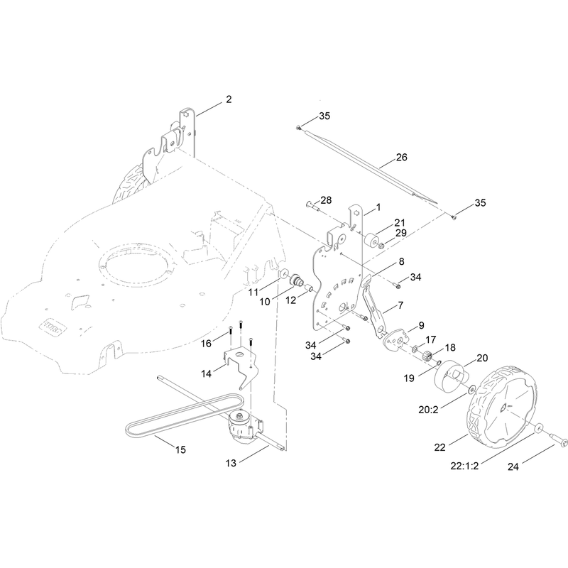 Rear Wheel and Height of Cut Assembly