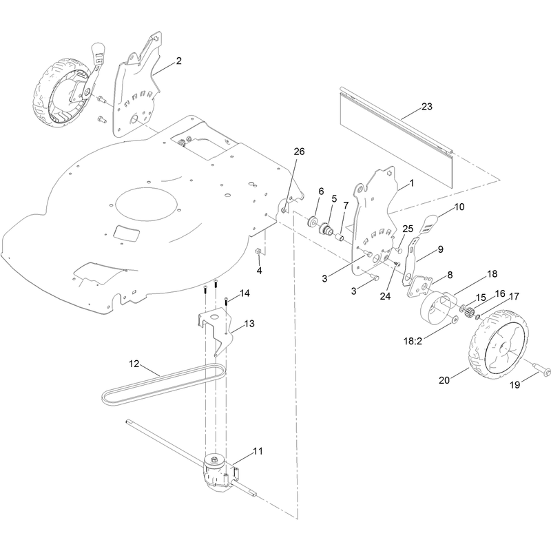 Rear Wheel and Height of Cut Assembly
