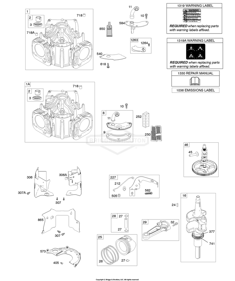 Cylinder, Crankshaft, Camshaft, Air Guides