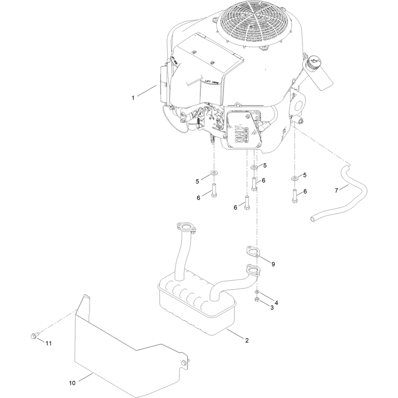 Engine and Muffler Assembly