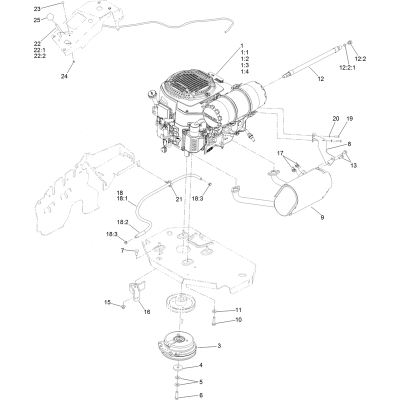 Engine, Clutch and Muffler Assembly