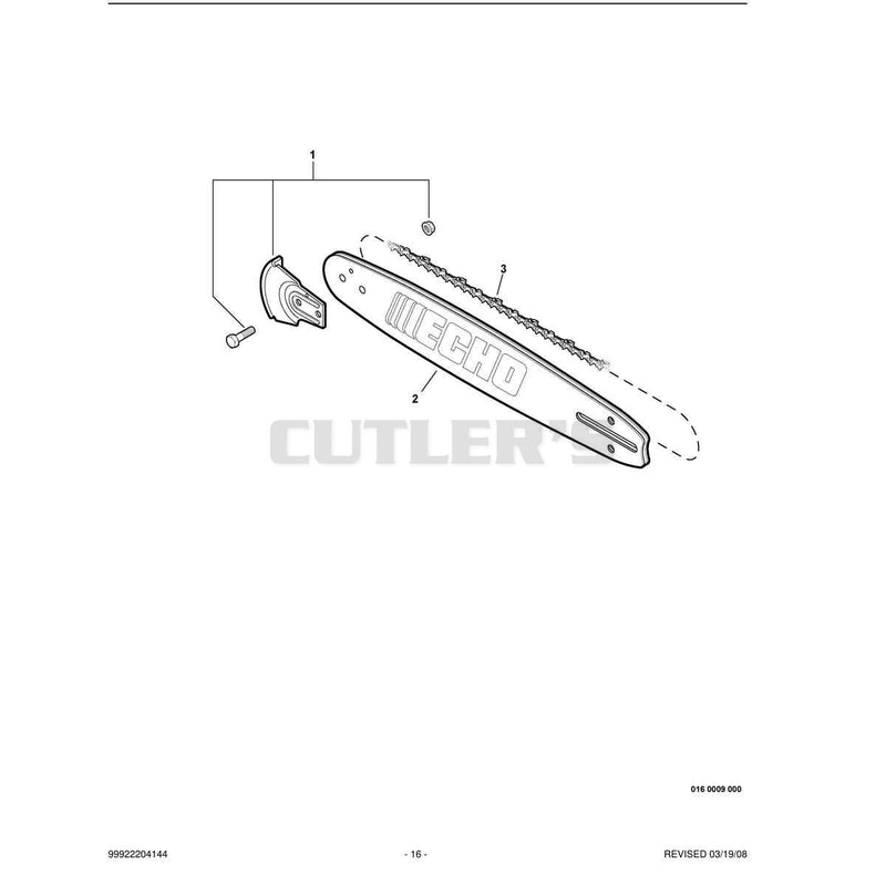 Guide Bar, Sawing Chain, Kick Guard