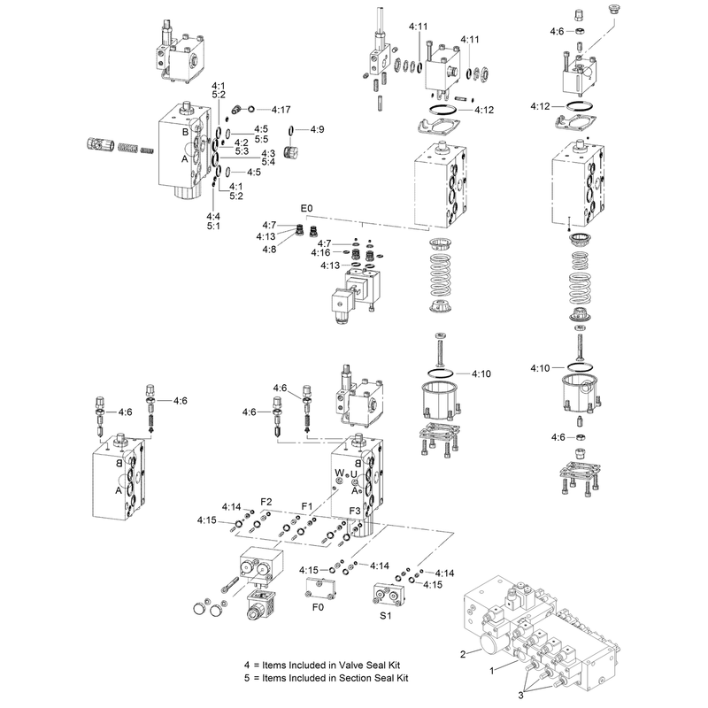 5-Section Hydraulic Valve Assembly No. AU121285