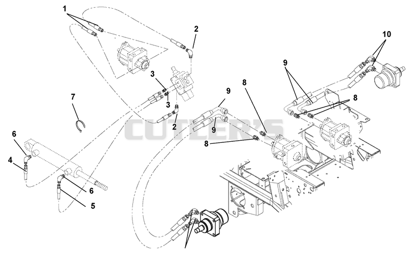 Hose Routing For Pumps, Wheel Motors And Cylinder
