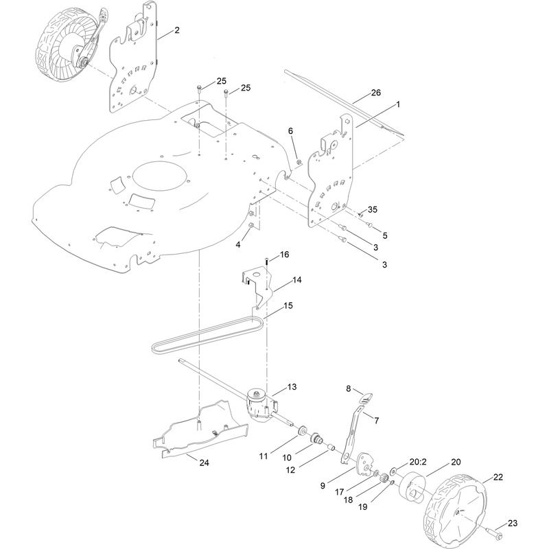 Rear Wheel and Height of Cut Assembly