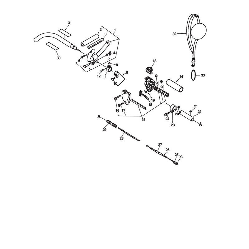 DRIVE SHAFT, HANDLES, THROTTLE, STOP SWITCH, HARNESS