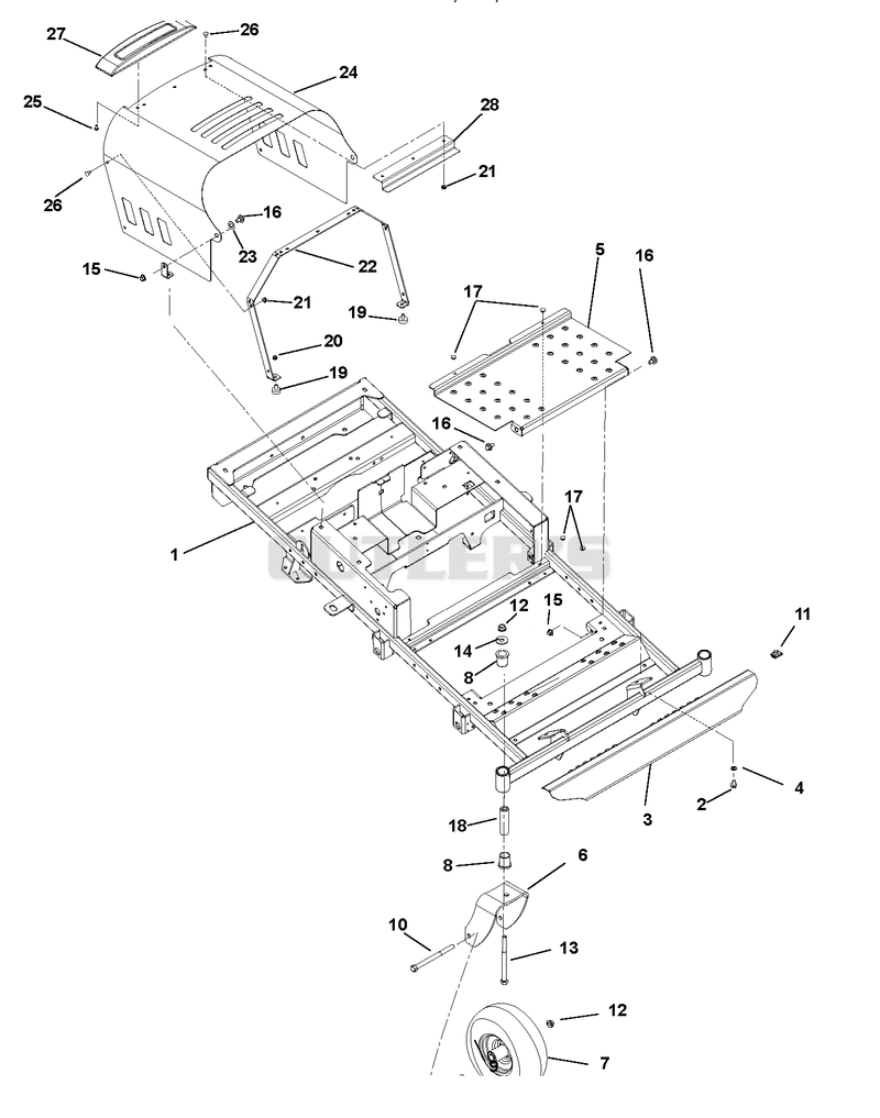 Frame, Hood, Footrest, Casters And Tires