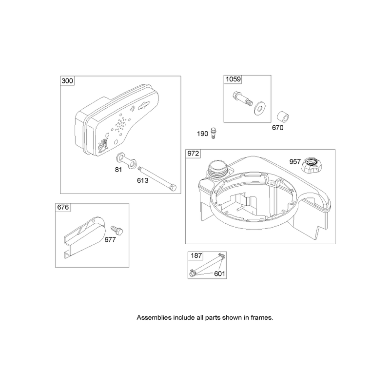 Muffler and Fuel Tank Assembly Briggs and Stratton 122K02-0172-E1