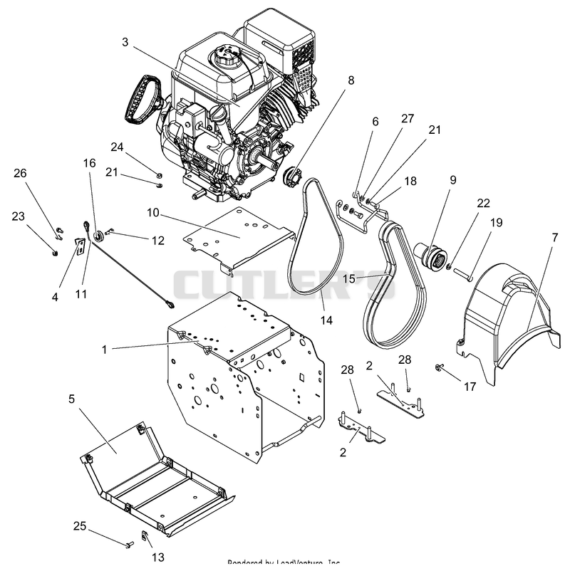 Engine, Frame And Belt Drive