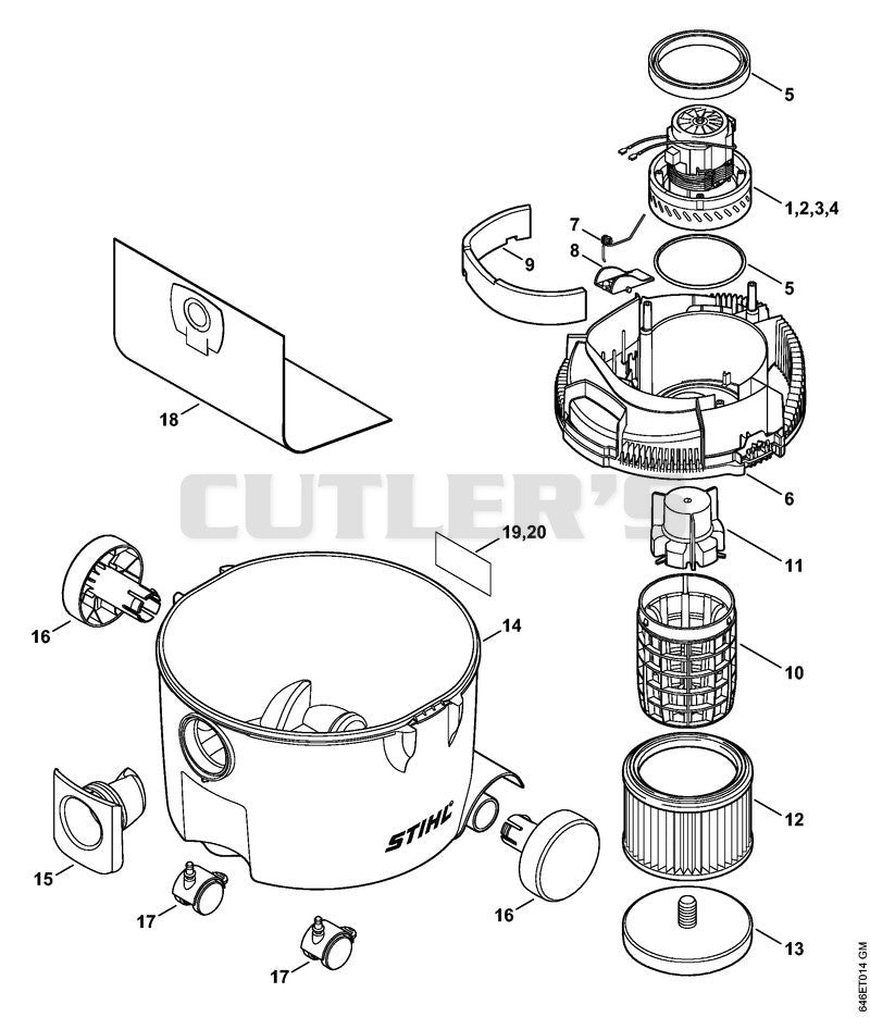 Electric motor, Filter, Container
