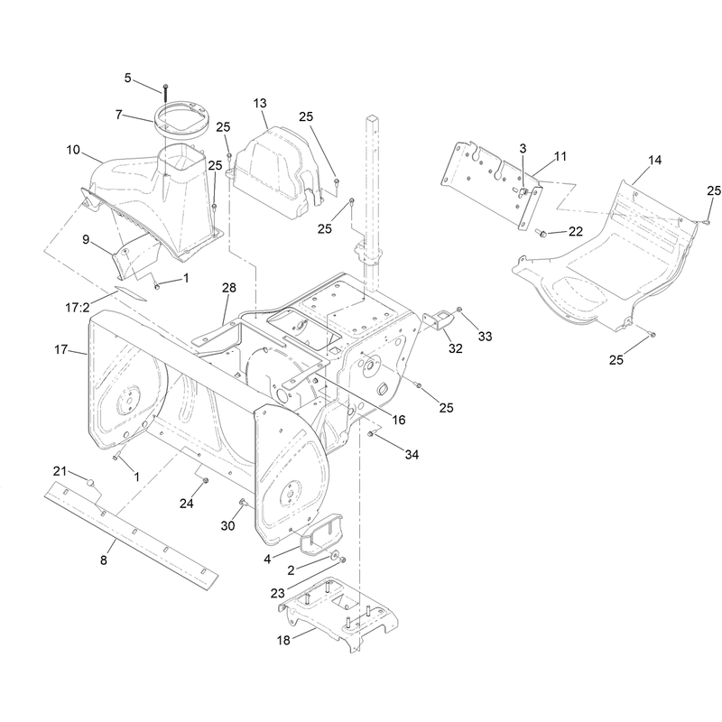 Main Frame and Auger Housing Assembly