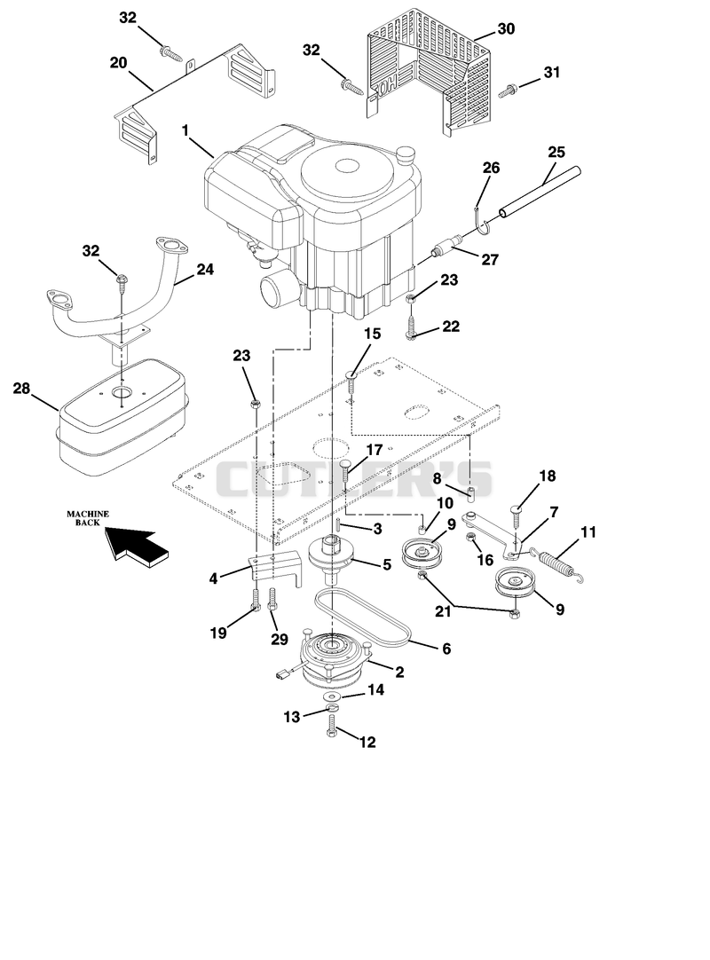 Engine, Exhaust, Belts And Idlers
