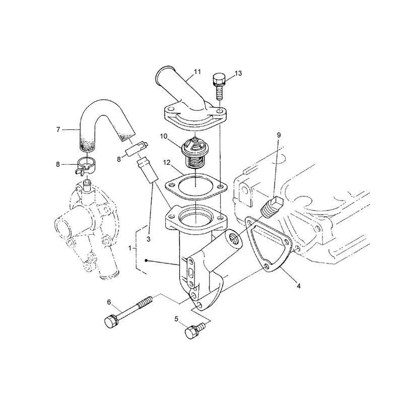 Water Flange and Thermostat Assembly