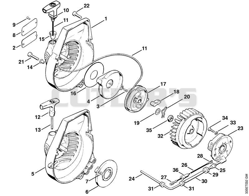 Rewind starter (Pawl), Ignition system (Electronic)