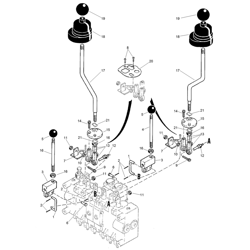 Backhoe Control Valve No. AU87400034  Controls Section