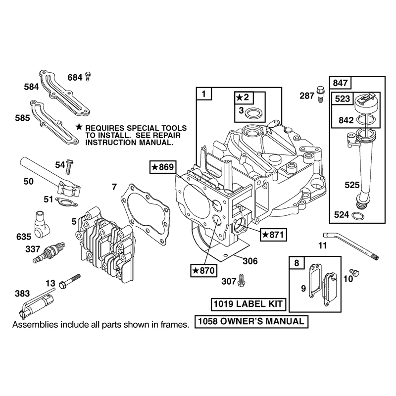 Cylinder and Cylinder Head Assembly Briggs and Stratton Model 12F802-1770-B1