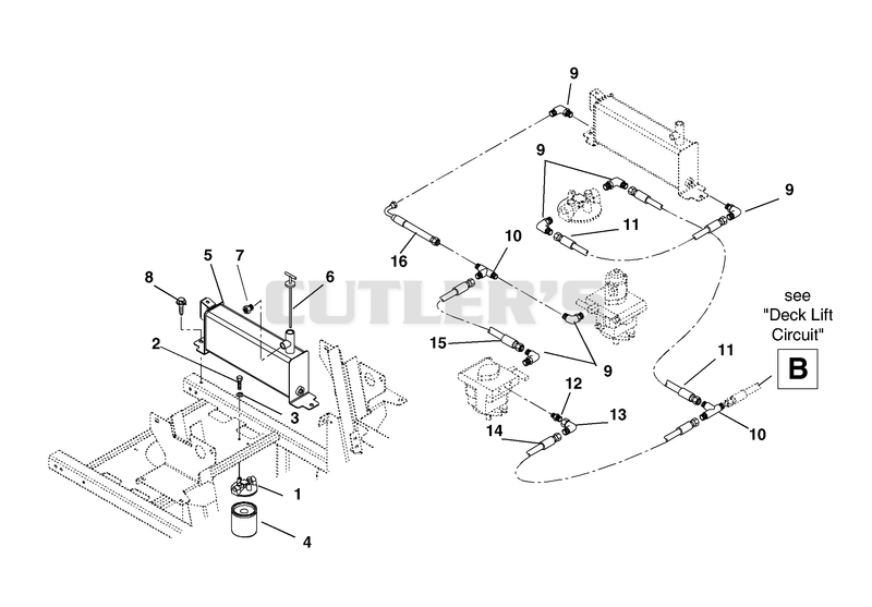 Hydraulic Tank, Filter And Pump To Tank Circuit
