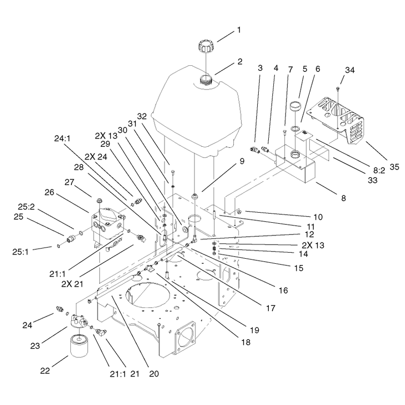 Hydraulic Pump and Fuel Tank Assembly