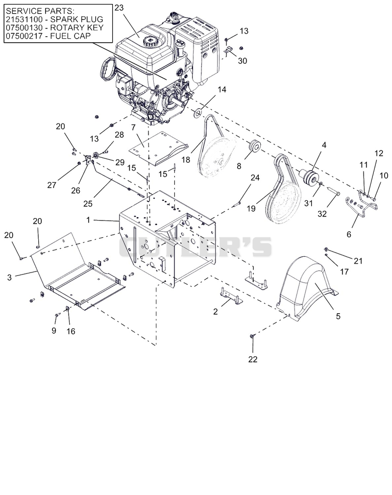 Engine, Frame And Belt Drive