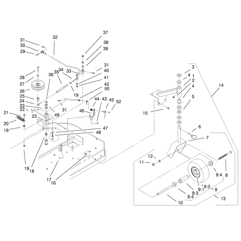 Front Casters and Blade Brake Assembly