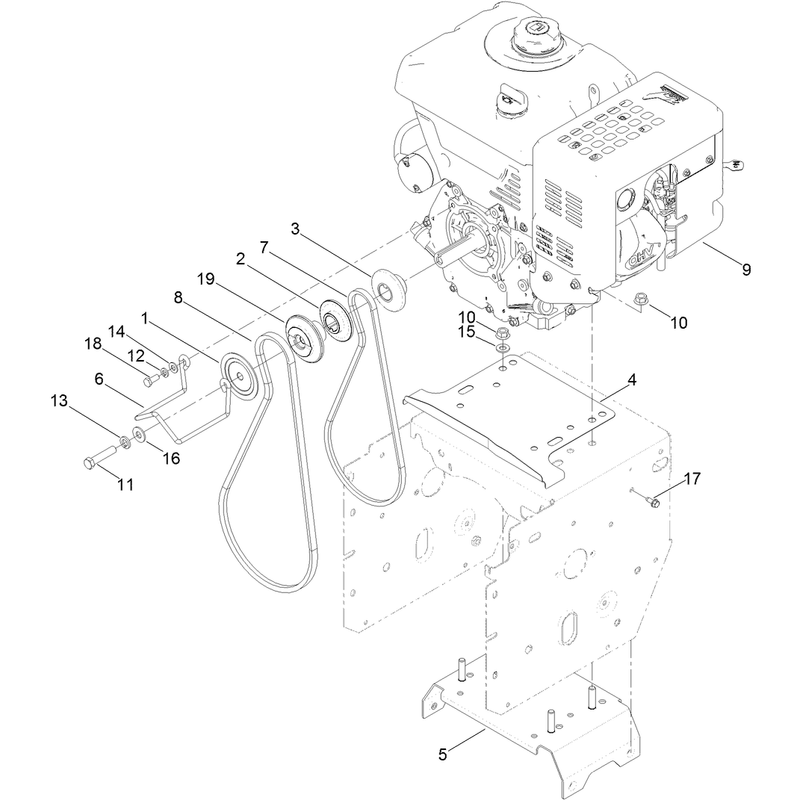 Engine and Pulley Assembly