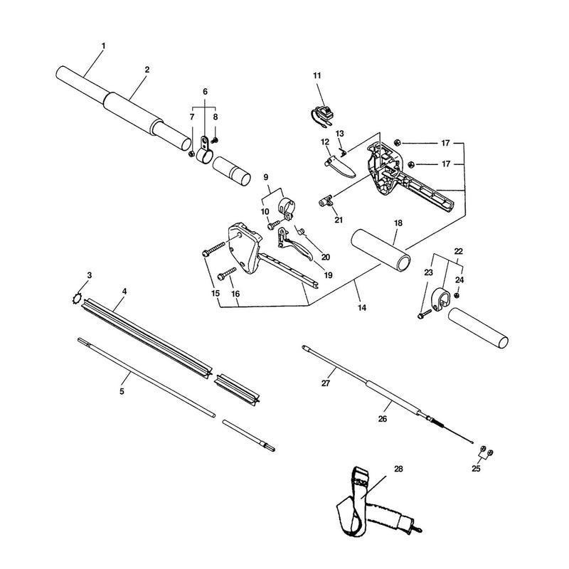 DRIVE SHAFT, HANDLE, HARNESS, STOP SWITCH, THROTTLE