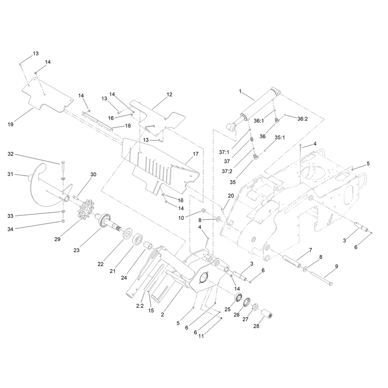 Trencher Head and Lift Assembly