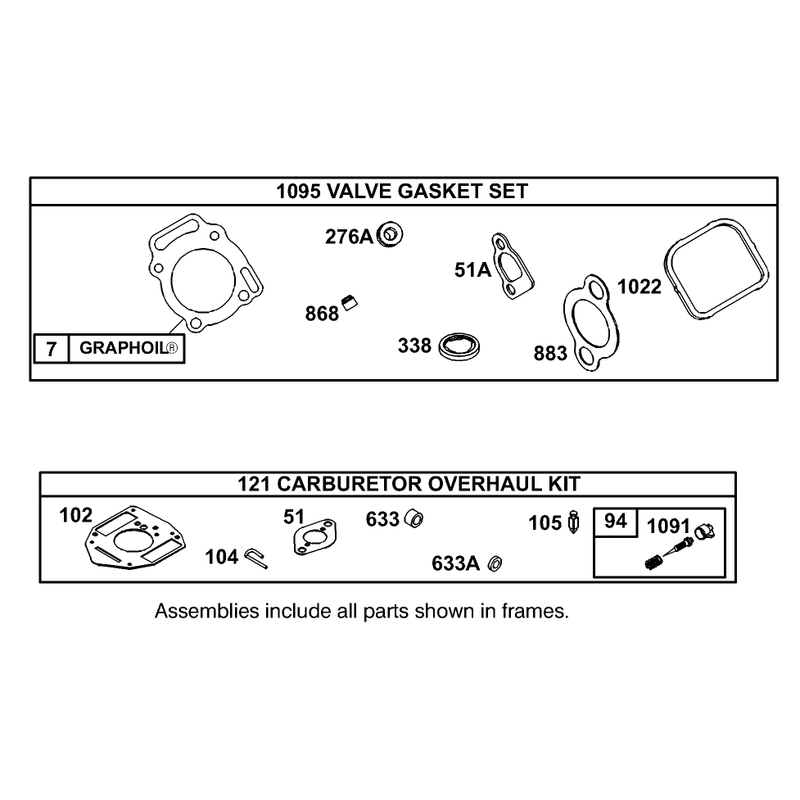 Valve Gasket Set and Carburetor Overhaul Kit Briggs and Stratton 303447-1319-E1