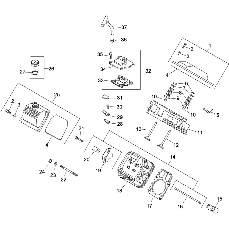 Head and Valve and Breather Assembly Kohler CH23S-76549