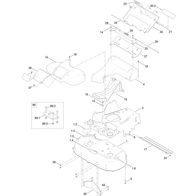 Deck Frame and Chute Assembly