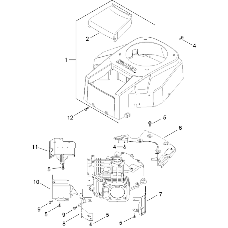 Blower Housing and Baffle Assembly Kohler SV720-0011