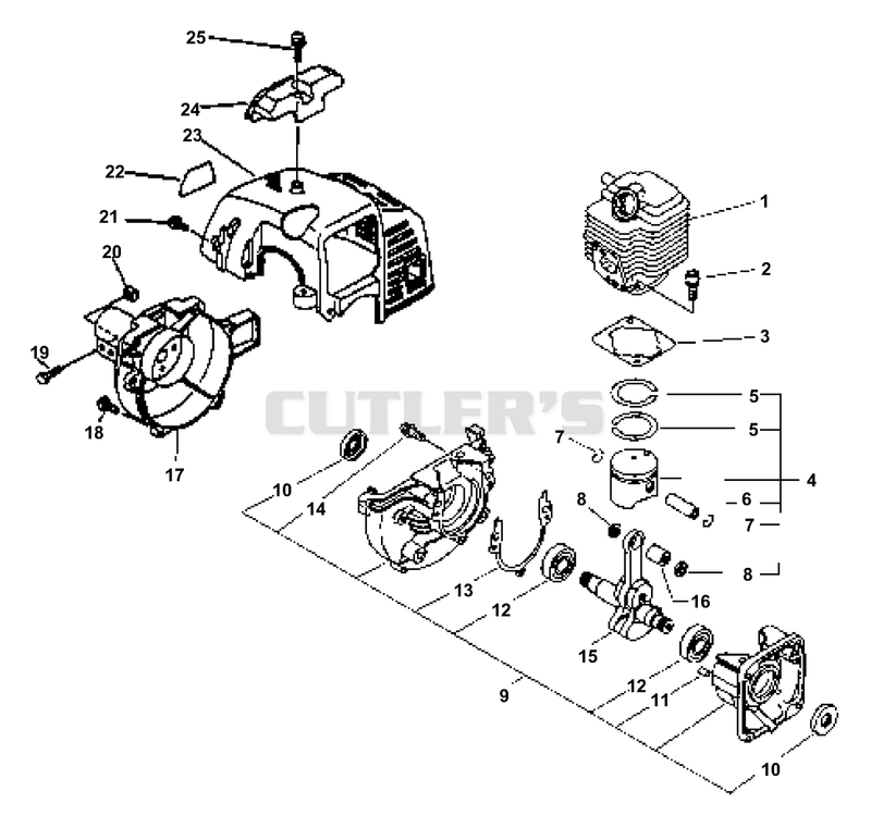 Engine, Fan Housing, Cylinder Cover