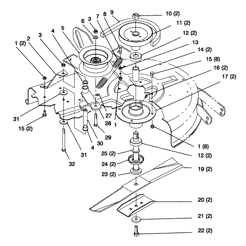 Blade Spindle Belt And Idler Pulley