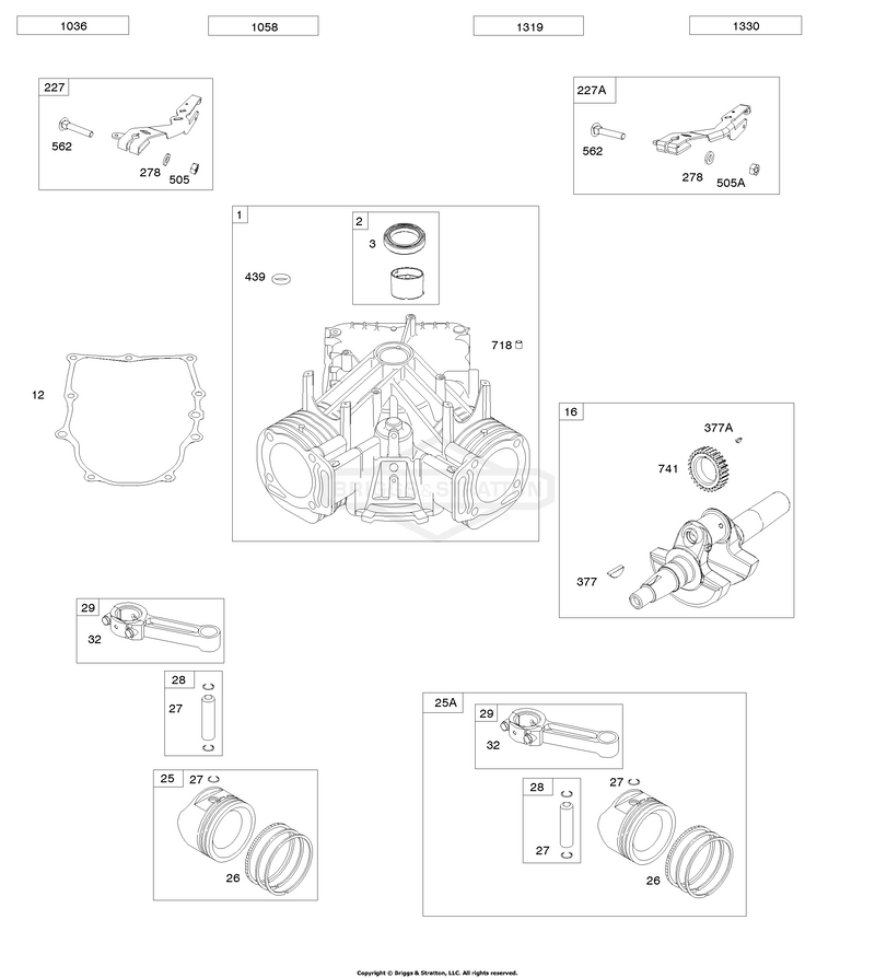 Cylinder, Piston/Rings/Connecting Rod, Crankshaft