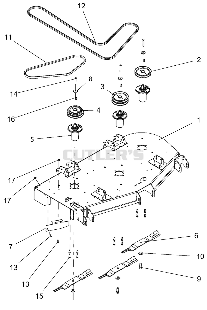 Decks, Belts, Baffles, Blades And Spindles - 52 Inch Deck