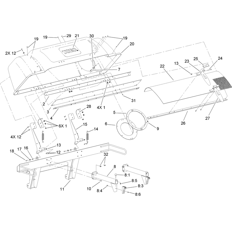 Triple Hood and Frame Assembly