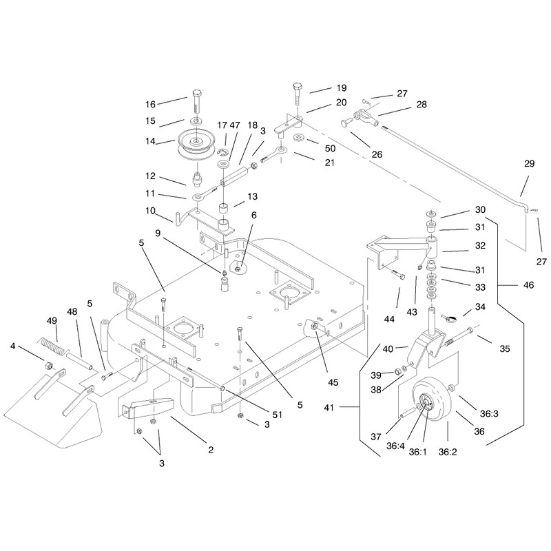Deck Drive Pulleys and Caster Wheels