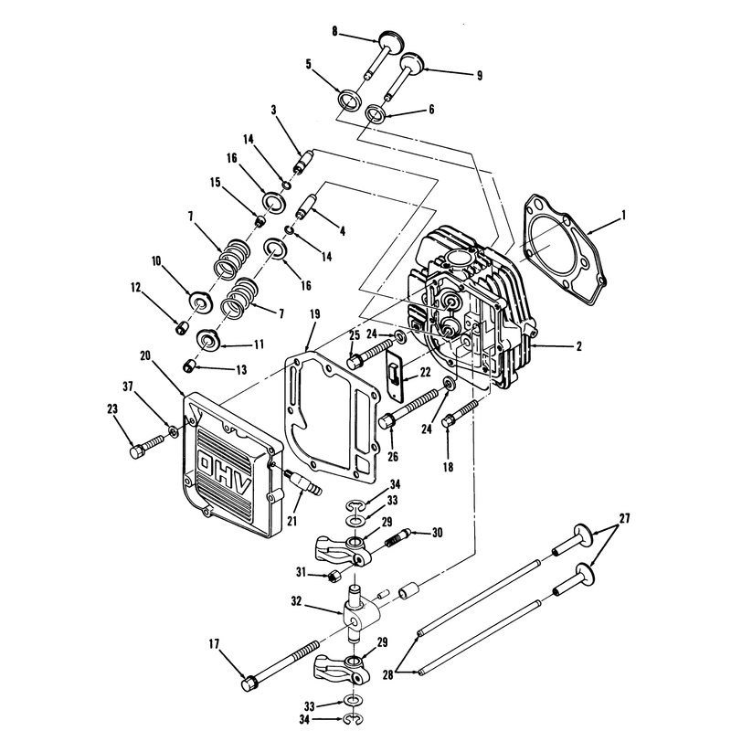 12.5hp Engine Cylinder Head & Valves Assembly
