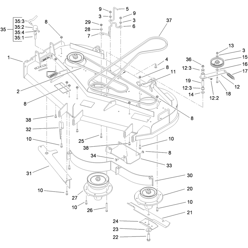 Deck Drive and Baffle Assembly