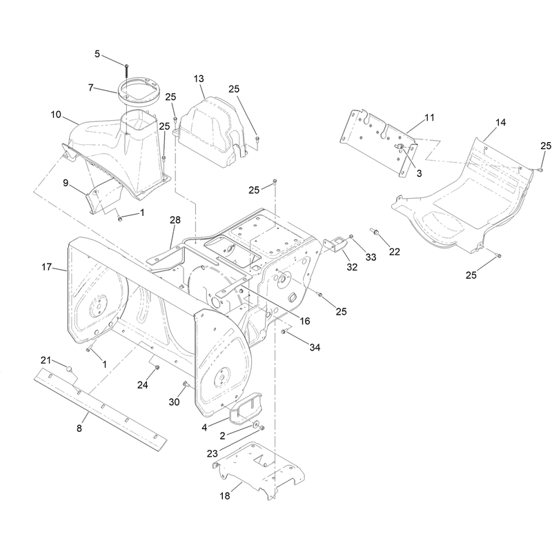 Main Frame and Auger Housing Assembly