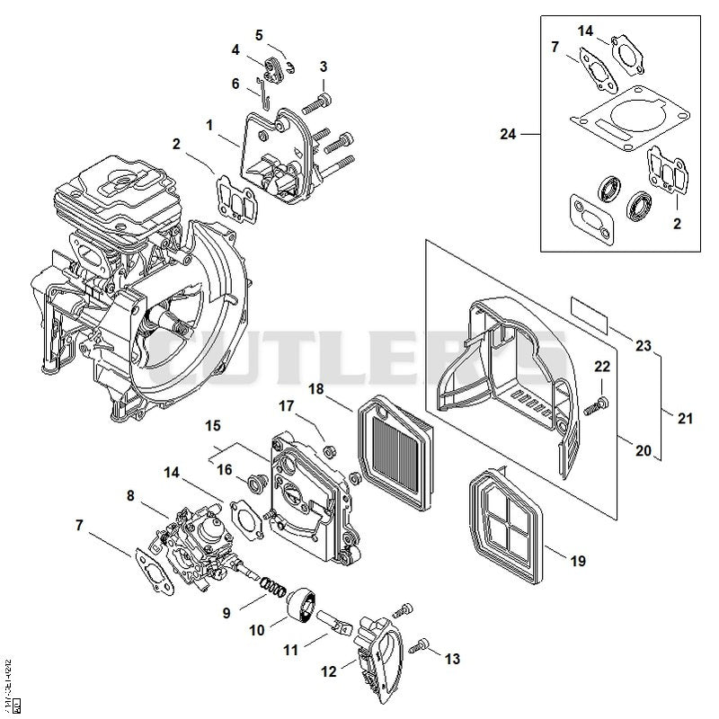 Spacer flange, Air filter
