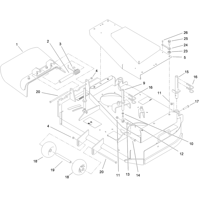 Deck Deflector Roller and Cover Assembly