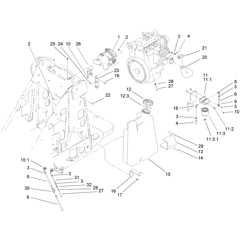 Fuel Tank and Air Filter Assembly